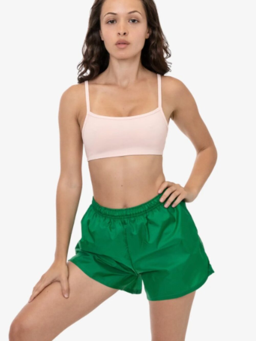 Los Angeles Apparel - Nylon Green Track Shorts - Size S
